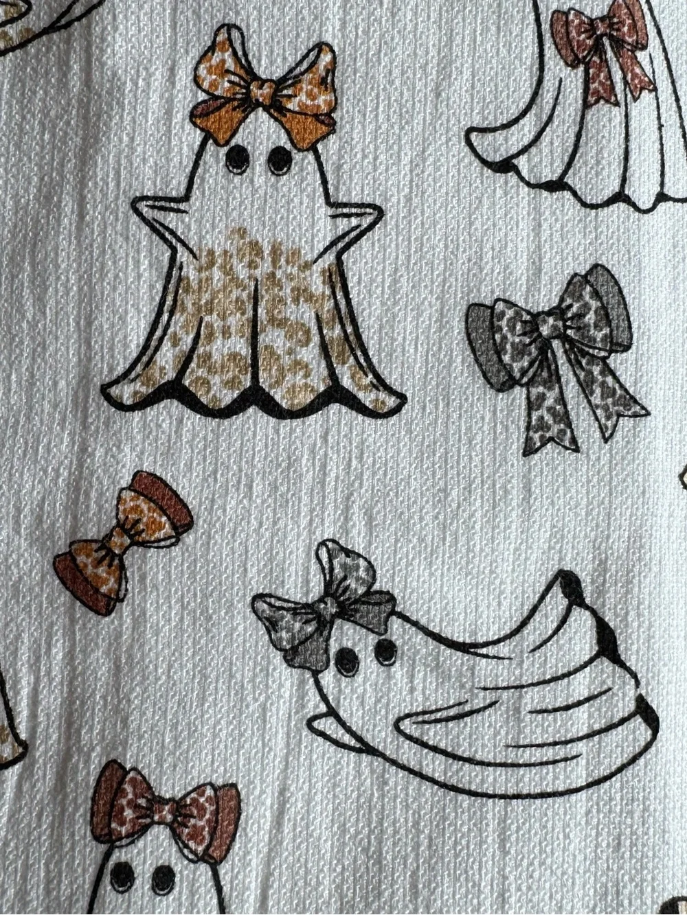 Abbey Cottage Coquette Ghost Leopard Bow Halloween Hand Towels 2 Set Cotton